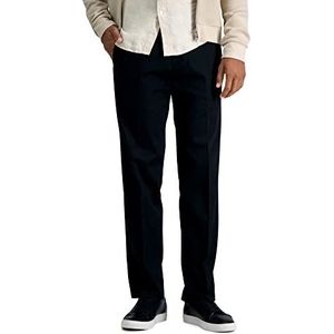 Haggar Heren Premium No Iron Straight Fit Invisible Flex Waist Effen Front Pant Casual Broek, zwart, 40W / 30L