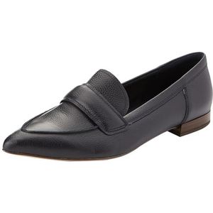 Högl - Instappers - Donkerblauw - Leer - Blokhak