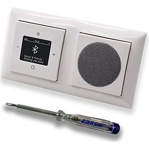 Busch Jäger 8217 U 8217 U 8217U Inbouwradio, inbouw, inbouw, inbouw, inbouw, radio, alpinewit, glanzend, complete set radio + luidspreker + 2-voudig frame 1722-914 + afdekkingen + EBROM fasetester