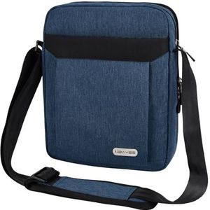 UBAYEE Schoudertas Heren voor iPad Tablet tot 10,5 Inch (25 cm), Tabletvak, Meerdere Vakken, Lichtgewicht, Waterdicht, Klein, Marineblauw