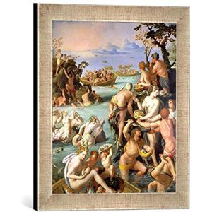 Ingelijste foto van Alessandro Allori ""The Pearl Fishers, 1572"", kunstdruk in hoogwaardige handgemaakte fotolijst, 30x40 cm, zilver raya