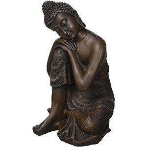 Zen'Light Statue Boeddha Thai denker, hars, brons, 13 x 12 x 20 cm