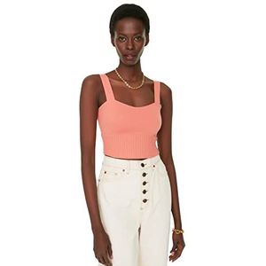 Trendyol Dames Slim Basic Vierkante Kraag Gebreide Blouse, Koraal, S