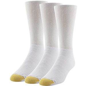 Gold Toe Crew Niet-bindende herensokken, 3 paar sokken, wit, maat Large (3 stuks), wit, Large