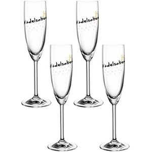 Leonardo Presente champagneglazen set meidelsavond, 4 stuks, vaatwasmachinebestendige prosecco-glazen, champagne-kelk met opschrift, cadeau-idee, 200 ml 044517
