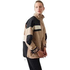 IPEKYOL Womens Verstelbare Taille Colorblock Jacket, Natural, 42