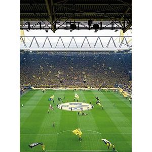 Fotobehang BVB Zuidtribüne stadion vliesbehang voetbal in geel zwart groen wit 192 x 260 cm XXL wandbehang wandafbeelding 119118