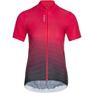 Odlo Dames ZEROWEIGHT CHILL-TEC AERO korte mouwen fietsshirt ritssluiting, Paradise roze - zwart