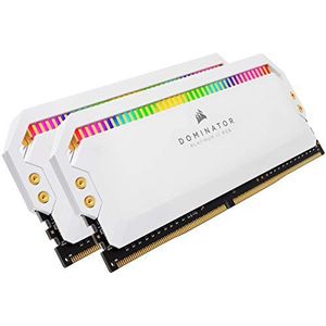 Corsair Dominator Platinum RGB Desktop-geheugen optimaliseert AMD met hoge prestaties in frequenties, 12 instelbare CAPPELLIX RGB-LED's, DDR4, C16, 16 GB, 2 x 8 GB, 3200 MHz, wit