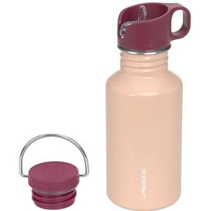 LÄSSIG Drinkfles van roestvrij staal, BPA-vrij, 500 ml, voor kinderen, kleuterschool, kleuterschool, lekvrij, met sportsluiting om te drinken, roestvrij staal, uniek roze