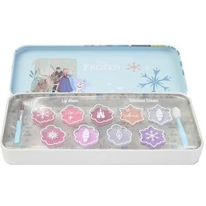 Lip Smacker Frozen Lip & Face Color Tin, Kleurrijke Veilige Lippen & Gezicht Make-up Cadeauset inclusief Lipgloss & Glanscrèmes voor Prinsessenlook van je Kinderen, Make-up Applicators Inbegrepen