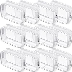 Weewooday 12 Pieces Clear Makeup Bags Cosmetic Storage Bags PVC Zipper Pouches Travel Waterproof Makeup Plastic Case for Women Organizing Toiletries Traveling Bathroom(Large,White)