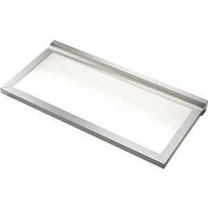 L&S Papershelf Led-wandrek, 600 mm, met aluminium frame, verlichte melk, 4000 K, neutraal wit, met schakelaar, 230 V, aluminiumkleurig