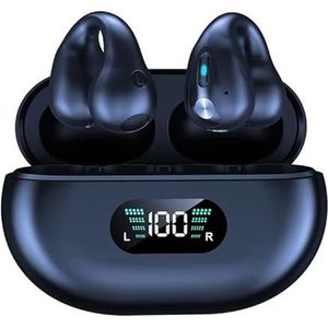 Bluetooth 5.3 koptelefoon, open oor, clip-on, HD stereo, IPX5 waterdicht, ruisonderdrukking, aanraakbediening, microfoon, led-vermogensindicator met oplaadbox voor sport, fietsen, fitnessstudio, rijden, hardlopen