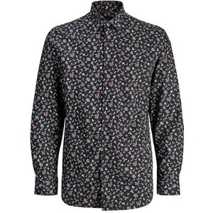 Jprblayork Print Dobby L/S Shirt, zwart, L