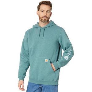 Carhartt Halfzwaar sweatshirt voor heren met grafische vormgeving en logomouwen, Sea Pine Heather, M
