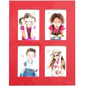 Deknudt Frames S66WK4 - P4 fotolijst, voor 4 foto's, gelakt, 13 x 18 cm, rood