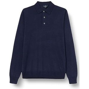 Hackett London Heren GMD Merino Silk Polo Pullover Sweater, Blauw Navy), XXL, Blauw (zwart), XXL