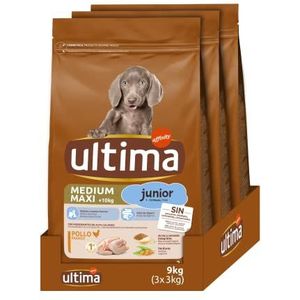 Ultima Hondenvoer Medium Maxi Junior met kip, 3 x 3 kg, totaal 9 kg