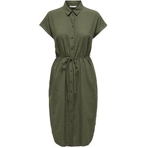ONLY Dames Onltizana Neri Cotton S/S Dress WVN Noos midi-jurk, groen, XL