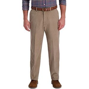 Haggar Men's Corduroy Classic Fit Flat Front Expandable Waistband Pant