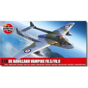 Airfix Modelset - A06108 de Havilland Vampire FB.5/FB.9 Modelbouwset - Plastic modelvliegtuigsets voor volwassenen en kinderen vanaf 8 jaar, set inclusief sprues en stickers - Schaalmodel 1:48