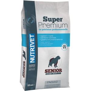 NUTRIVET - Super Premium - Senior Hond - Tarwevrije kroketten - Hond - Rijk aan dierlijke eiwitten - 15 kg