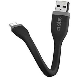 SBS - Mini Oplaadkabel - Zwart - Micro-USB naar USB-A - 0.12 m