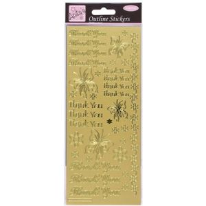 Anitas Outline Stickers, Dank u, Goud, Voor Scrapbooking, Kaarten Maken, Kinderen Spelen, Huiswerk, Kunst, Ambacht, Embelish, Decoratief, Papier, Kaart, Glas, Metaal, Kunststof, Schuim