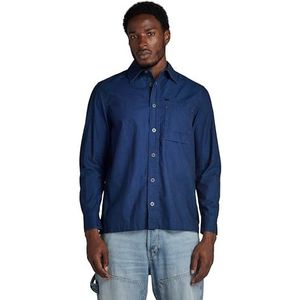 1-pocket regular denim shirt met lange mouwen, Blauw (Rinsed D24764-d309-082), L