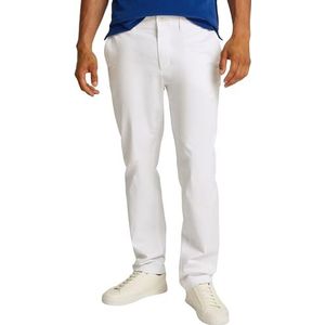 Tommy Hilfiger Heren Denton Satijn Straight Fit Chino's, Wit, 33W / 32L