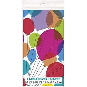 Unique 73123 Rechthoekige Plastic Tafelhoes | Ballonnen en Regenboog Thema, Multi