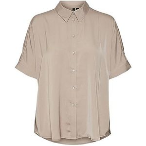 VMKATRINE S/S oversized shirt WVN NOOS, silver mink, L