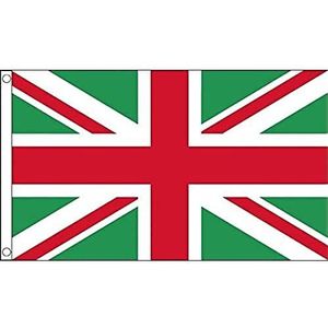 Verenigd Koninkrijk vlag groen en rood 150x90cm - Union Jack vlag - UK 90 x 150 cm - Vlaggen - AZ VLAG