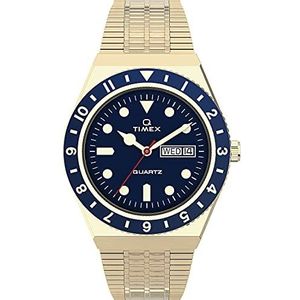 Timex Q Reissue analoog herenhorloge met roestvrijstalen armband, goud/blauw., armband