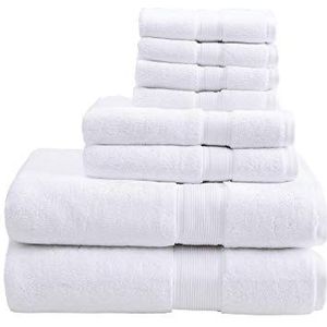 MADISON PARK SIGNATURE 800GSM 100% katoenen luxe badhanddoekset, zeer absorberend, sneldrogend, hotel- en spa-kwaliteit voor badkamer, meerdere maten, wit, 8-delig