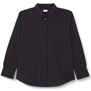 Seidensticker Damesblouse, modieuze blouse, regular fit, hemdblousekraag, lange mouwen, katoenmix, zwart, 38