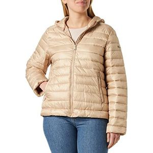 Champion Legacy Outdoor-Small Logo Hooded Gewatteerde jas, Bruin Taupe, L Dames