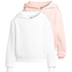 Build Your Brand Meisje Capuchontrui, 65% Katoen, 35% Polyester, Wit + Pink, 110-116, wit + roze., 110-116