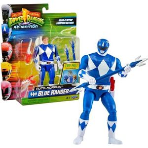 Power Rangers - Auto-Morphin, 2-in-1 beweegbaar figuur, 15 cm, blauwe ranger - Billy Cranston, voor kinderen vanaf 4 jaar, PWG074