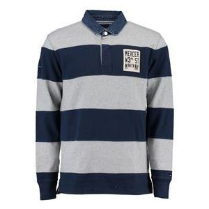 Tommy Hilfiger PERKEY PCD STP Rugby L/S VF poloshirt voor heren, Mehrfarbig (Cloud Htr/Black Iris Pt), XXL