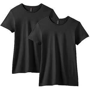 GILDAN Dames T-Shirt (Pack van 2), Zwart, S