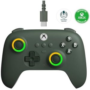 8Bitdo Ultimate C Wired Controller for Xbox, RGB Lighting Fire Ring and Hall Effect Joysticks, Compatible with Xbox Series X|S, Xbox One, Windows 10/11 - Officially Licensed (Dark Green)