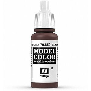 Vallejo, Model Color, acrylverf, 17 ml zwart/rood/cadmium bruin.