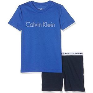Calvin Klein Moderne katoenen pyjamabroek voor jongens (S/S + short), blauw (Dazzling Blue W/Blue Shadow 083), 140-152 (fabrikant maat:10-12)