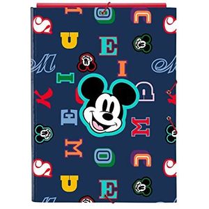 Mickey Mouse Only One map met 3 kleppen, ideaal voor kinderen van verschillende leeftijden, comfortabel en veelzijdig, kwaliteit en dikte, 26 x 36,5 cm, marineblauw