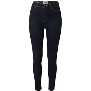 Urban Classics Dames Organic High Waist Skinny Jeans Shorts Dames, Donkerblauw Raw