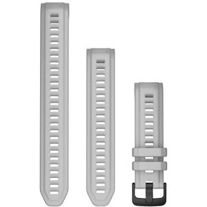 Garmin Uniseks wisselarmband voor volwassenen, 20 mm, siliconen, lichtgrijs, onderdelen van roestvrij staal, zwart, 20 mm