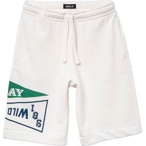 Replay Oversized sweatshorts bermuda voor jongens, 562 melkwit, 8 Jaren