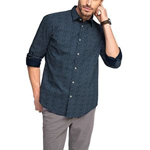 ESPRIT Heren regular fit vrijetijdshemd met patroon, blauw (navy 400), L